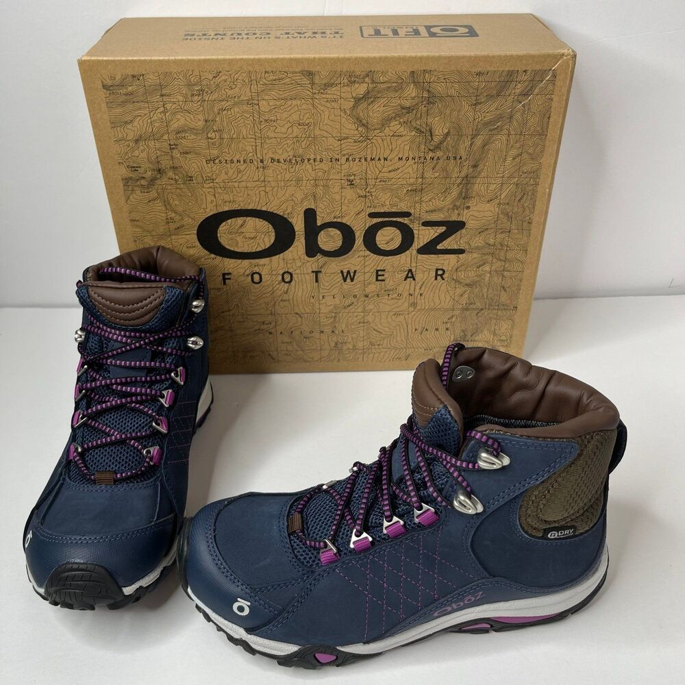 Oboz Women's Lace Up Boots - Navy and Purple
